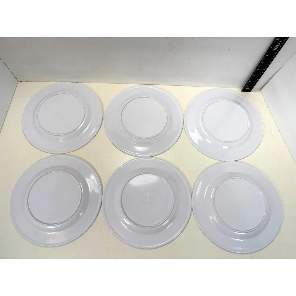 VTG Style Melamine Floral Plate Set 10pc Retro Orange Green Yellow Flower Set